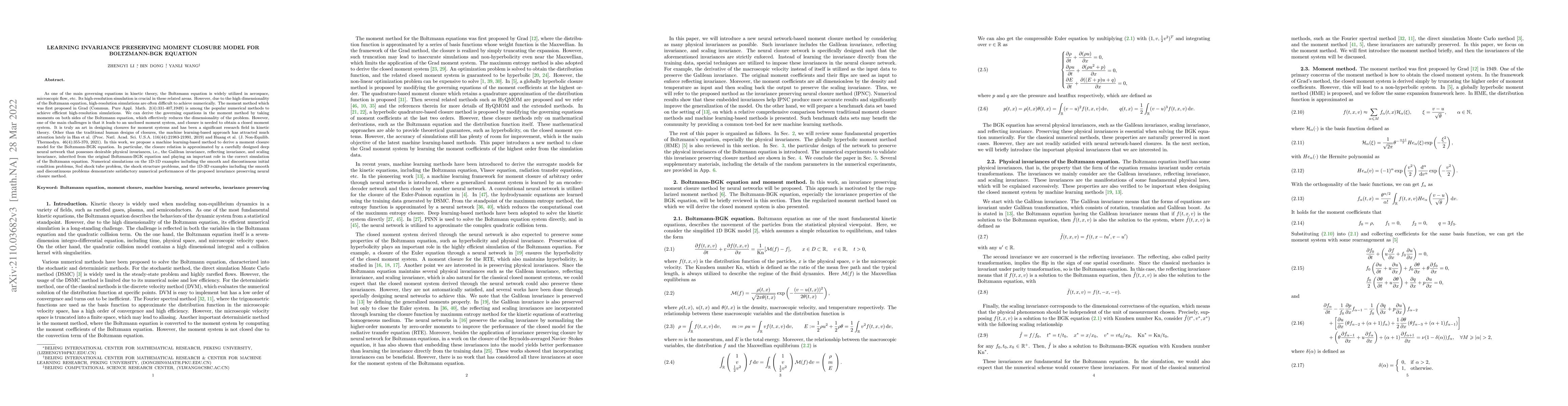 Thumbnail for Learning invariance preserving moment closure model for Boltzmann-BGK
  equation