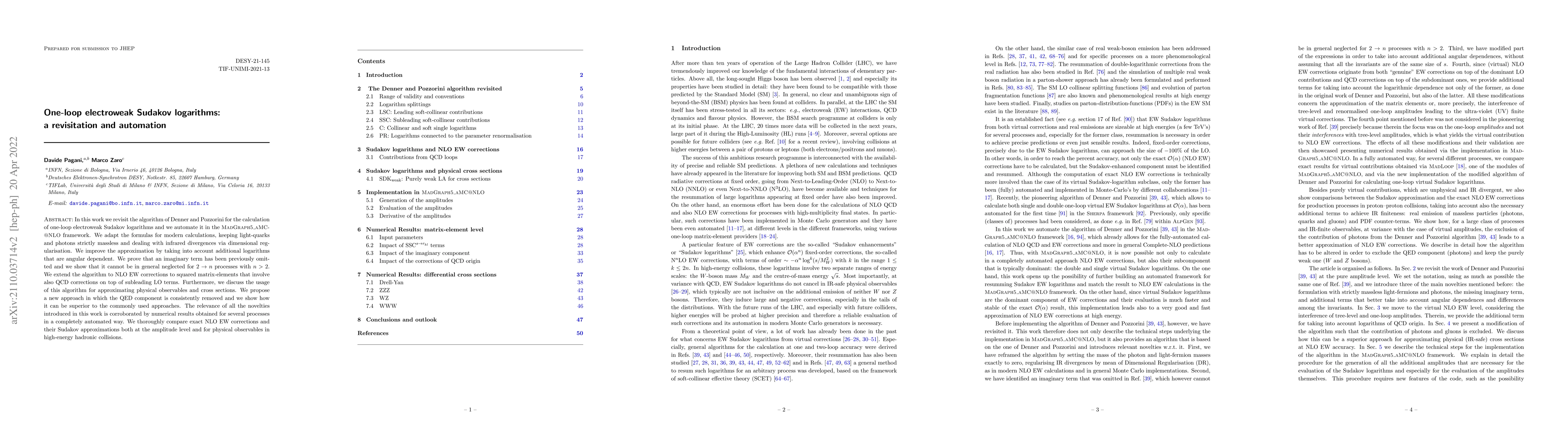 Thumbnail for One-loop electroweak Sudakov logarithms: a revisitation and automation