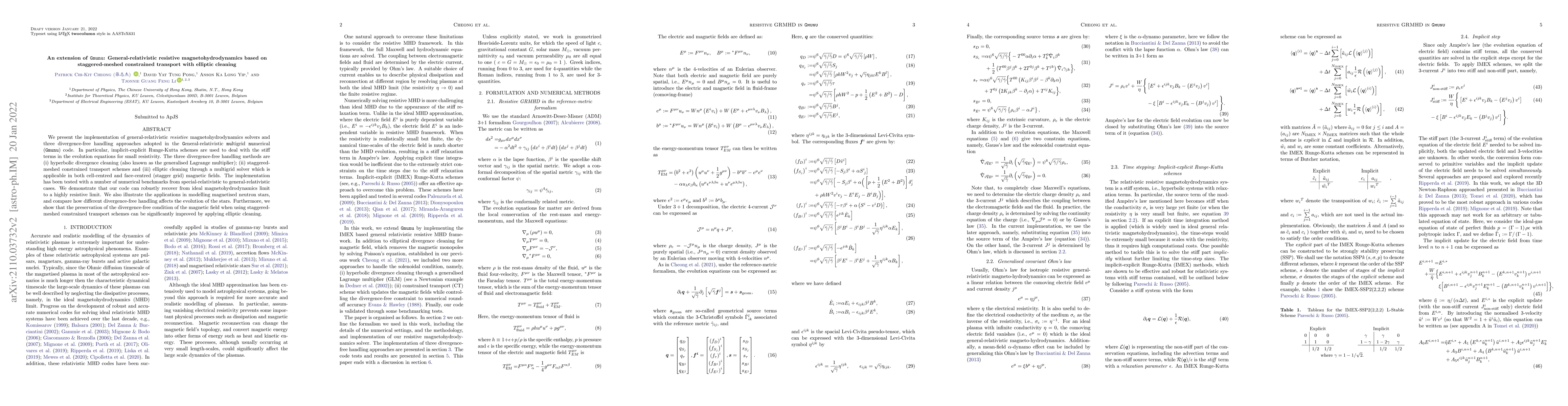 Thumbnail for An extension of Gmunu: General-relativistic resistive
  magnetohydrodynamics based on staggered-meshed constrained transport with
  elliptic cleaning