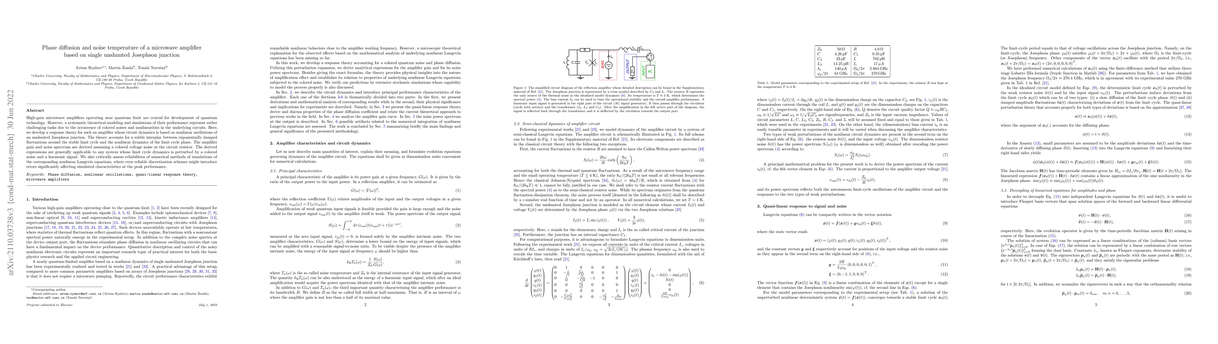 Thumbnail for Phase diffusion and noise temperature of a microwave amplifier based on
  single unshunted Josephson junction
