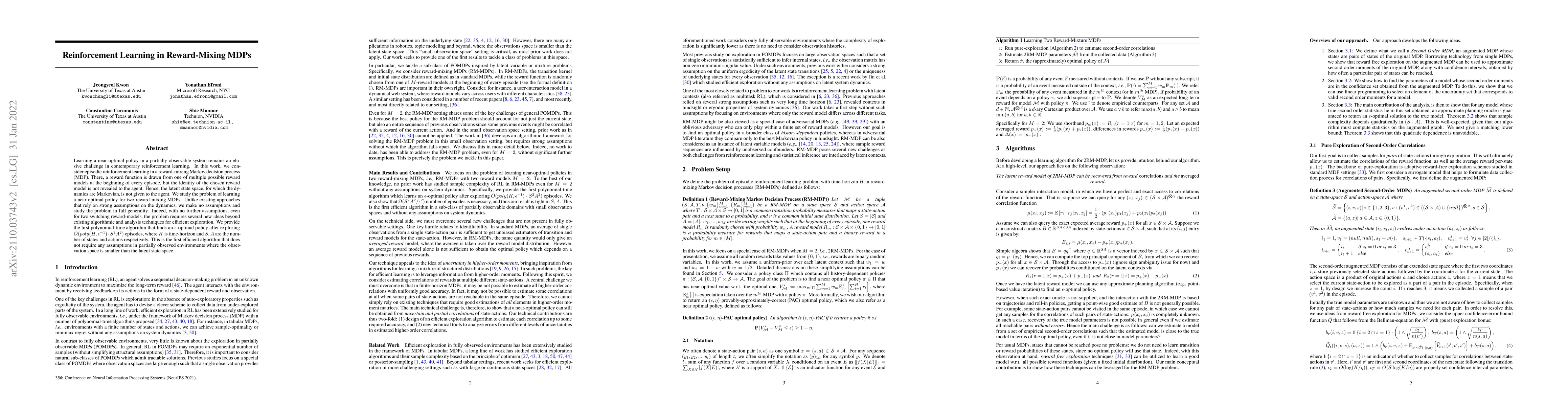 Thumbnail for Reinforcement Learning in Reward-Mixing MDPs