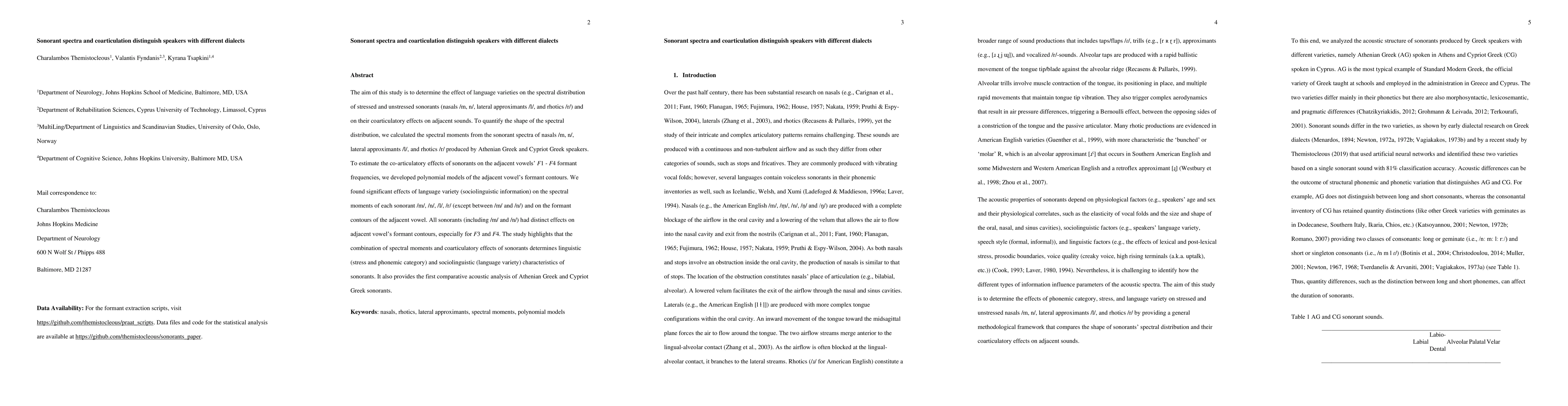 Thumbnail for Sonorant spectra and coarticulation distinguish speakers with different
  dialects
