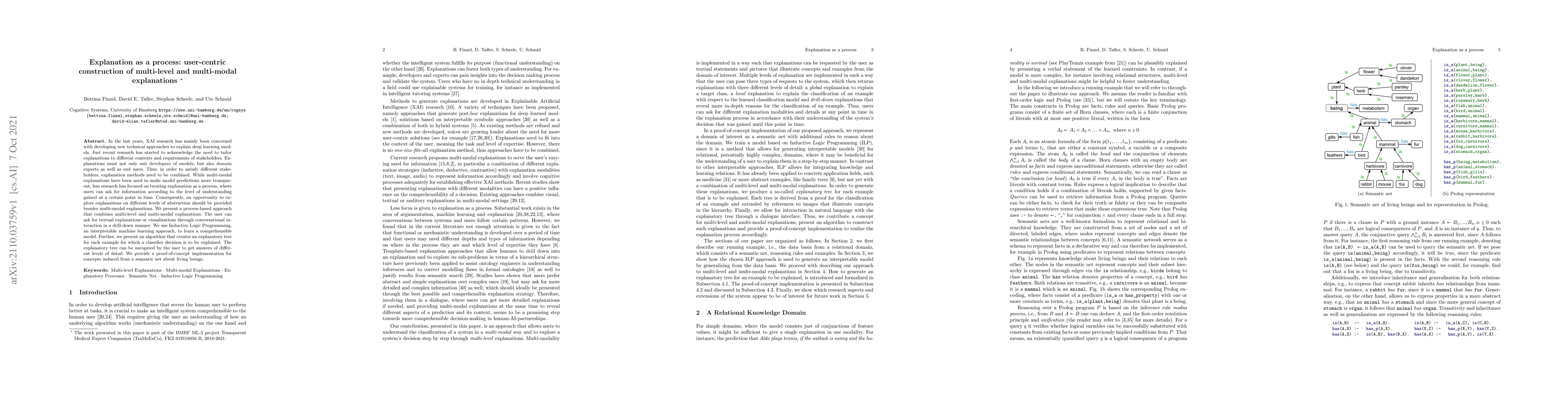 Thumbnail for Explanation as a process: user-centric construction of multi-level and
  multi-modal explanations