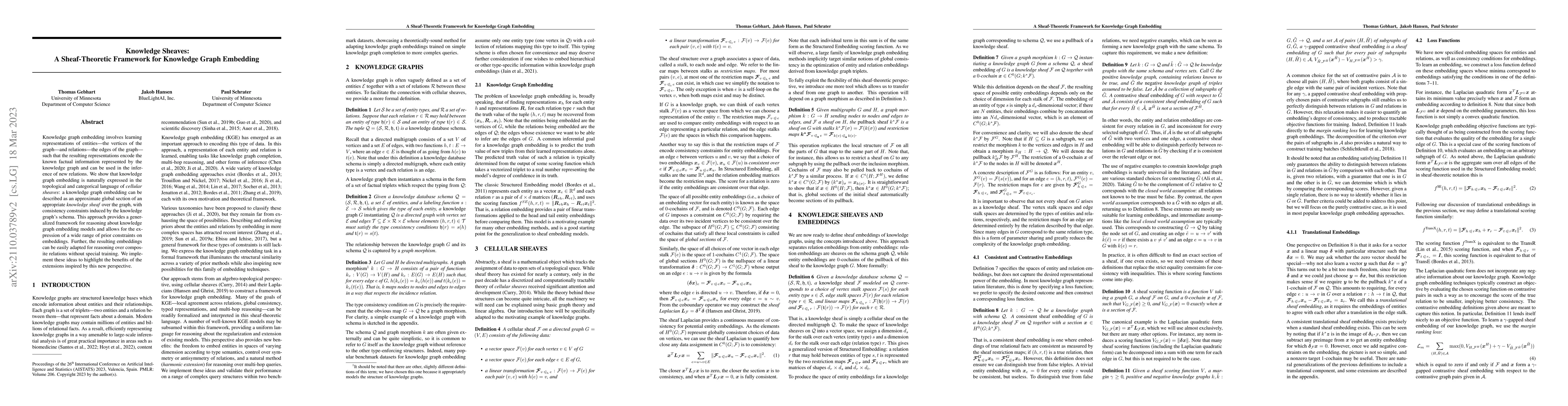 Thumbnail for Knowledge Sheaves: A Sheaf-Theoretic Framework for Knowledge Graph
  Embedding