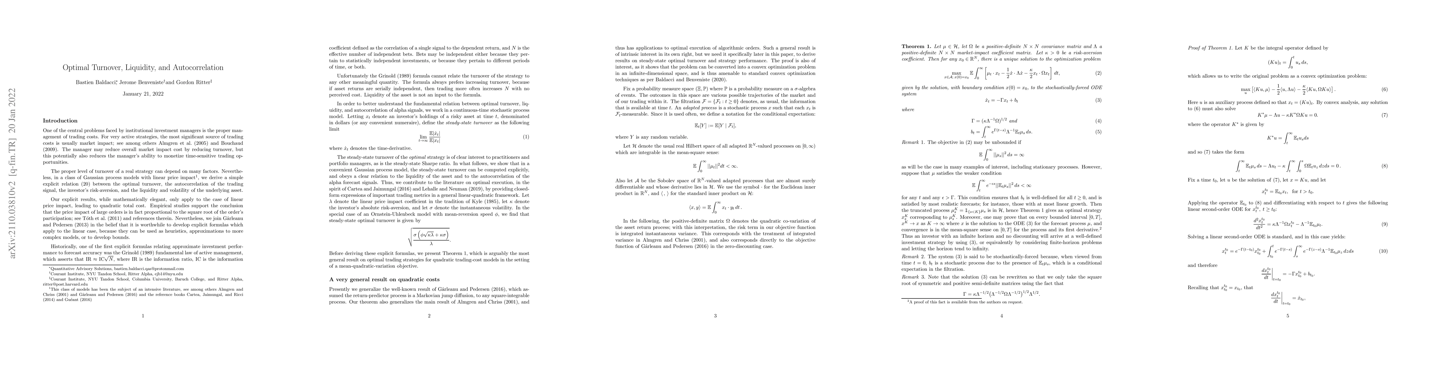 Thumbnail for Optimal Turnover, Liquidity, and Autocorrelation