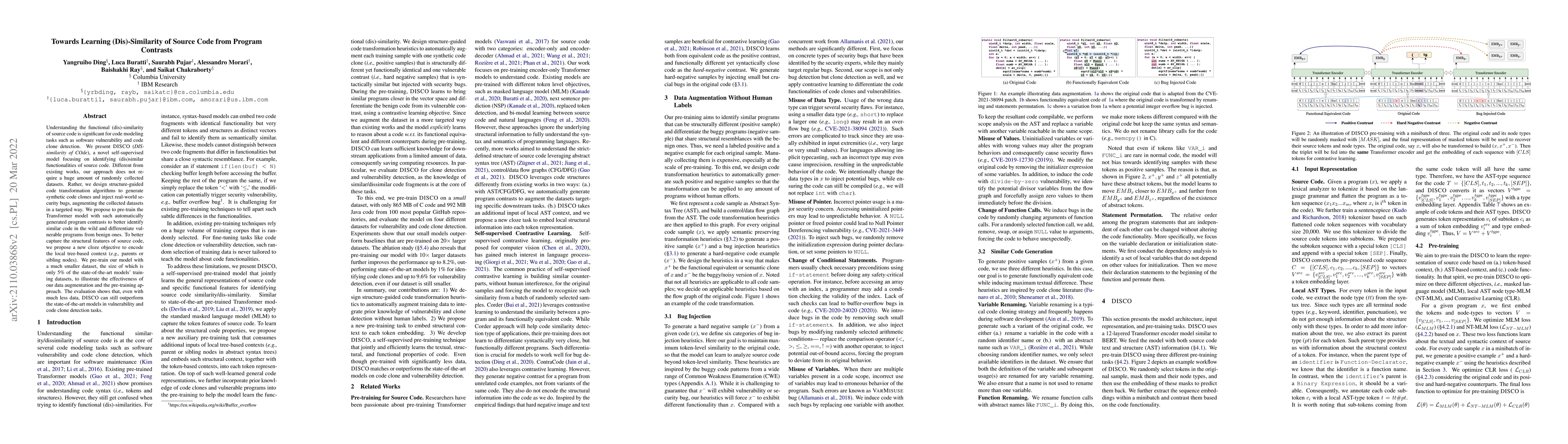 Thumbnail for Towards Learning (Dis)-Similarity of Source Code from Program Contrasts