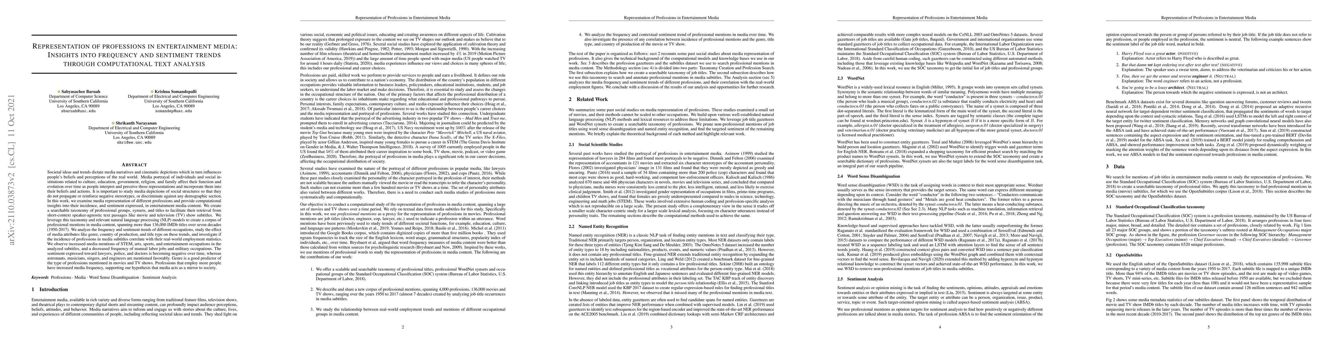 Thumbnail for Representation of professions in entertainment media: Insights into
  frequency and sentiment trends through computational text analysis
