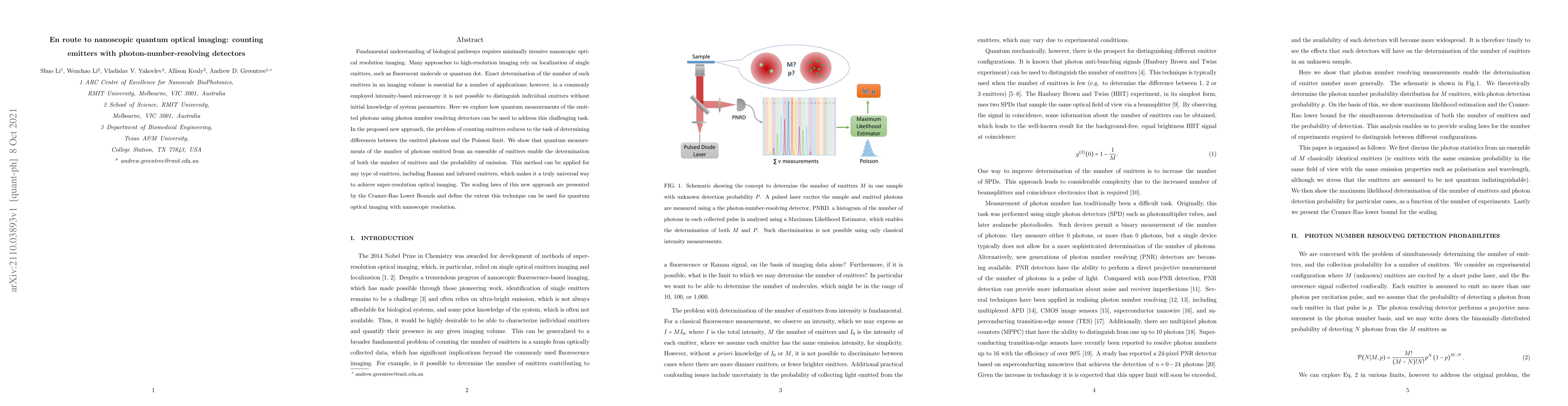 Thumbnail for En route to nanoscopic quantum optical imaging: counting emitters with
  photon-number-resolving detectors