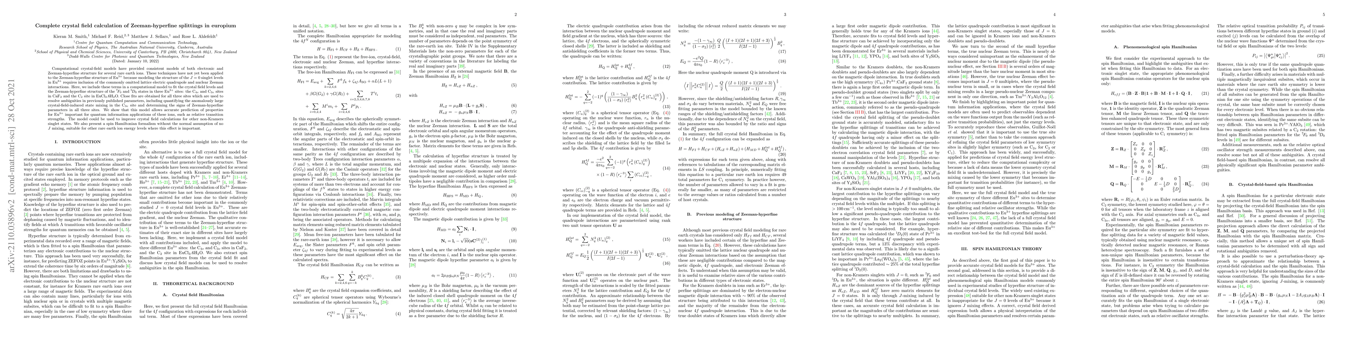 Thumbnail for Complete crystal field calculation of Zeeman-hyperfine splittings in
  europium