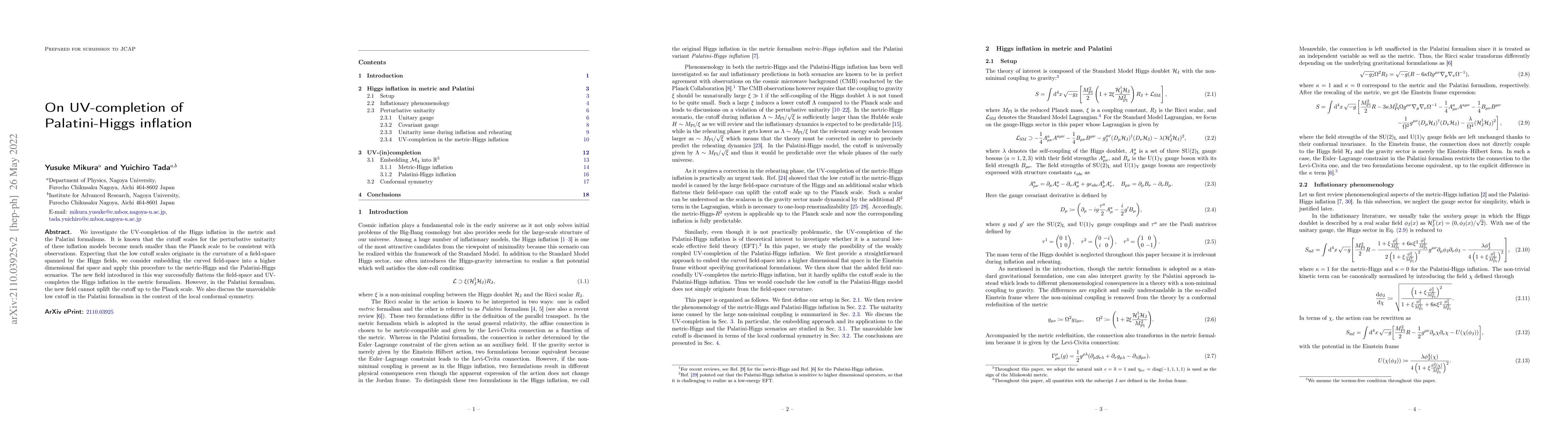 Thumbnail for On UV-completion of Palatini-Higgs inflation