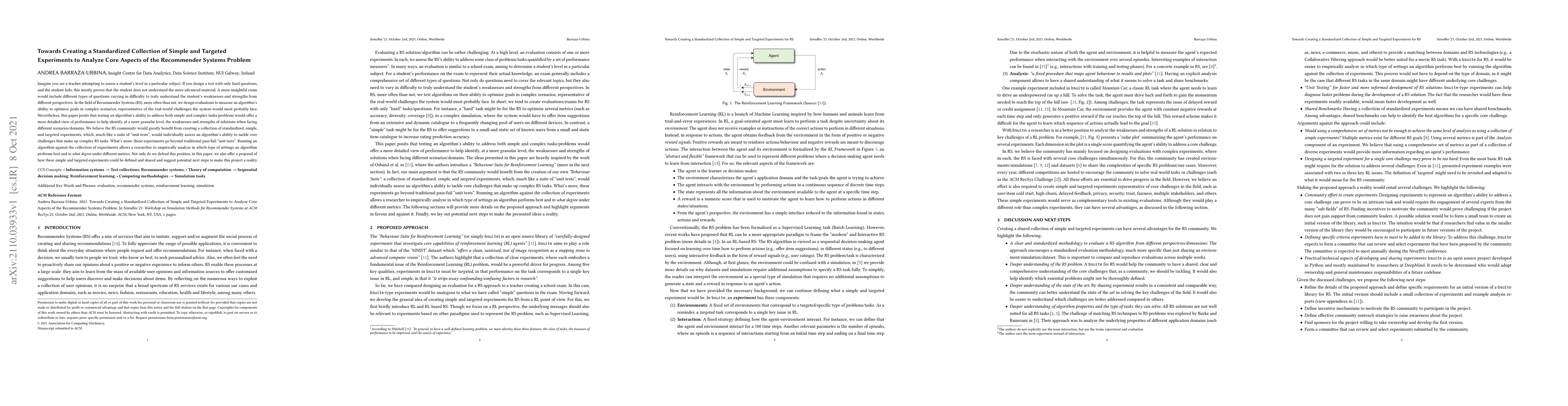 Thumbnail for Towards Creating a Standardized Collection of Simple and Targeted
  Experiments to Analyze Core Aspects of the Recommender Systems Problem