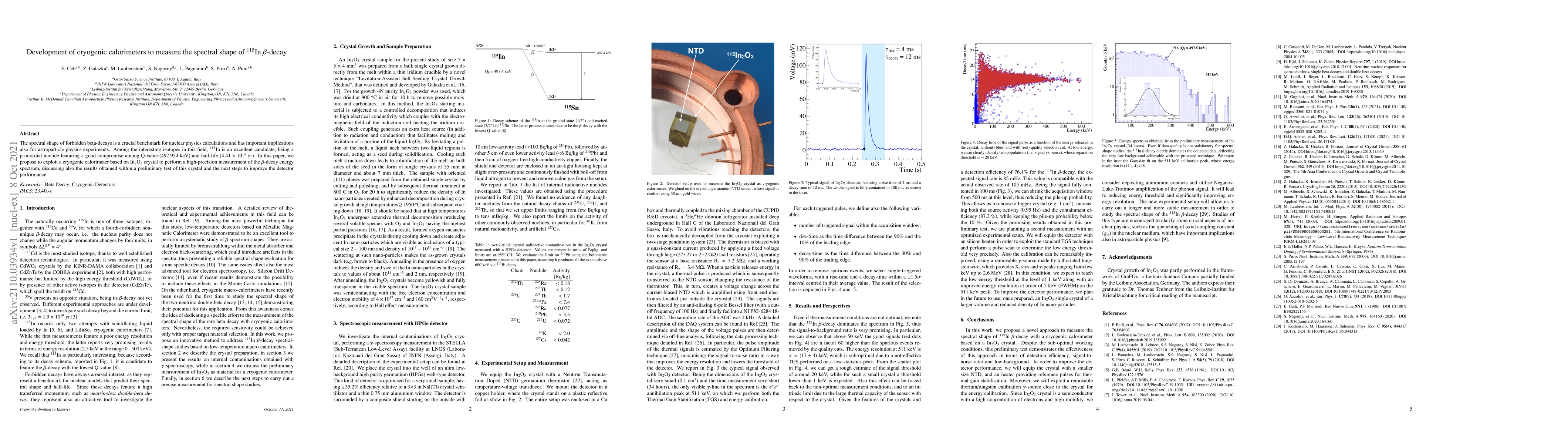 Thumbnail for Development of cryogenic calorimeters to measure the spectral shape of
  In-115 beta decay