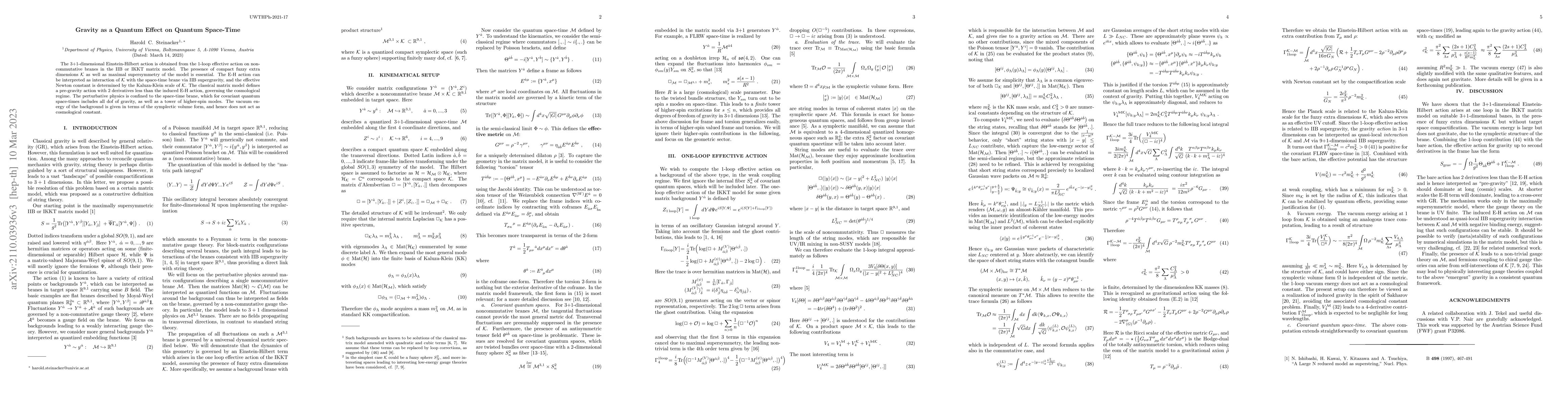 Thumbnail for Gravity as a Quantum Effect on Quantum Space-Time