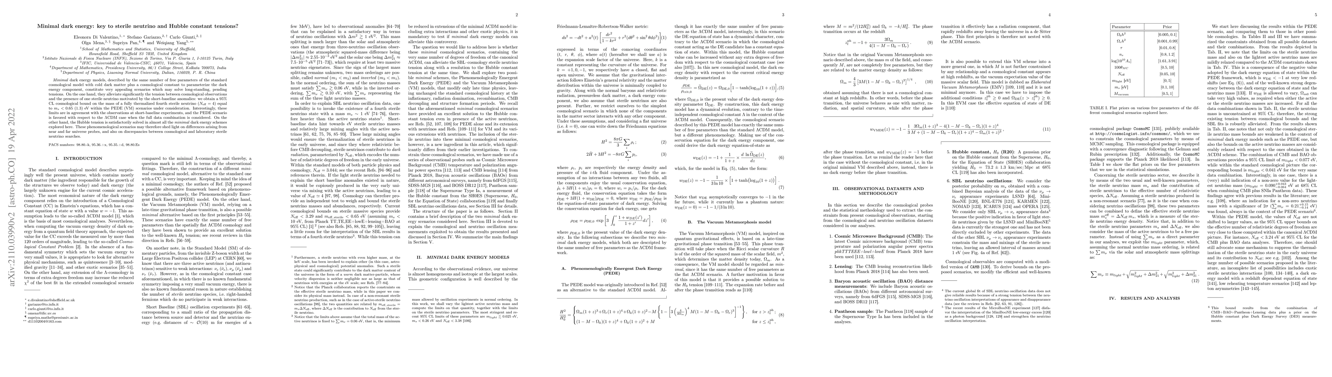 Thumbnail for Minimal dark energy: key to sterile neutrino and Hubble constant
  tensions?