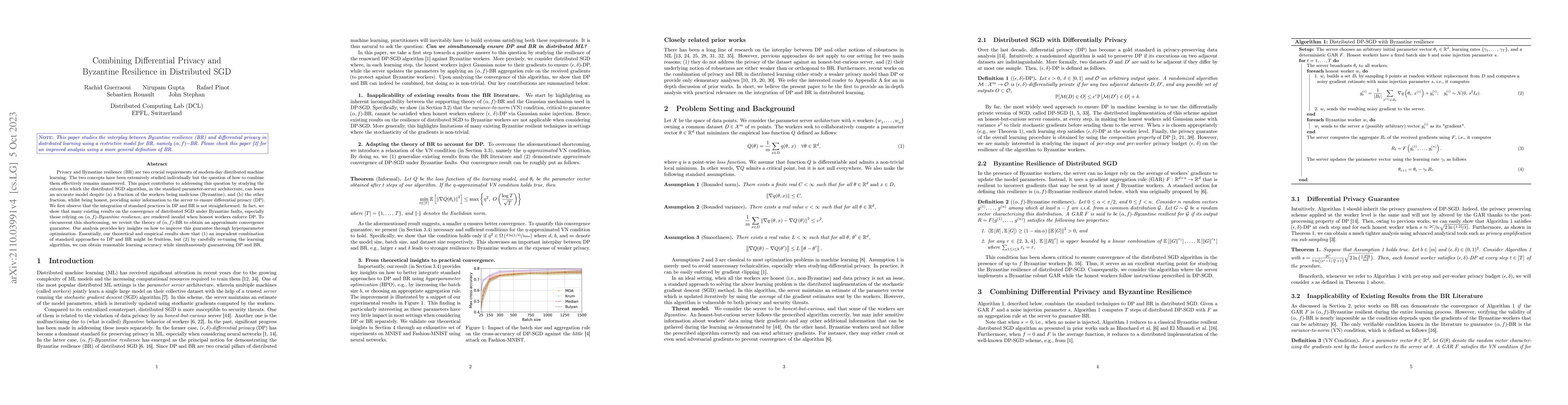 Thumbnail for Combining Differential Privacy and Byzantine Resilience in Distributed
  SGD