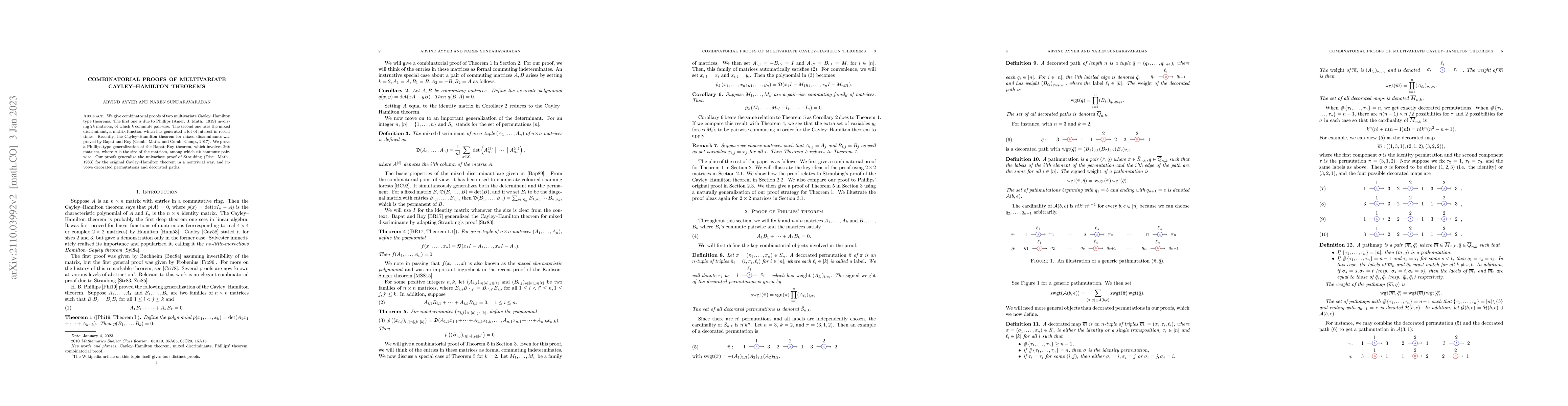 Thumbnail for Combinatorial proofs of multivariate Cayley--Hamilton theorems
