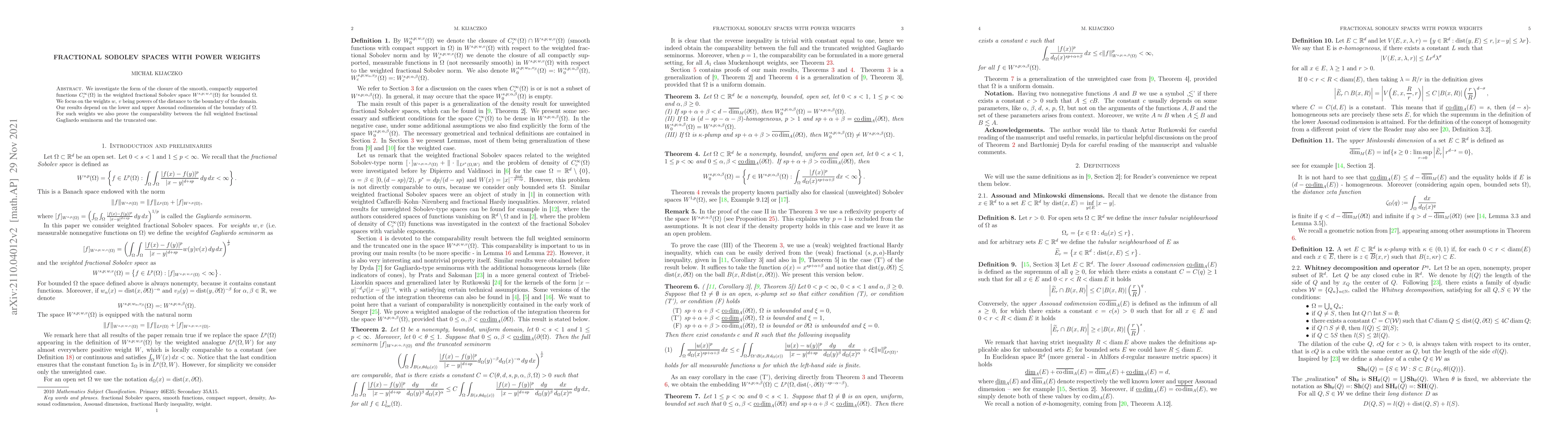 Thumbnail for Fractional Sobolev spaces with power weights