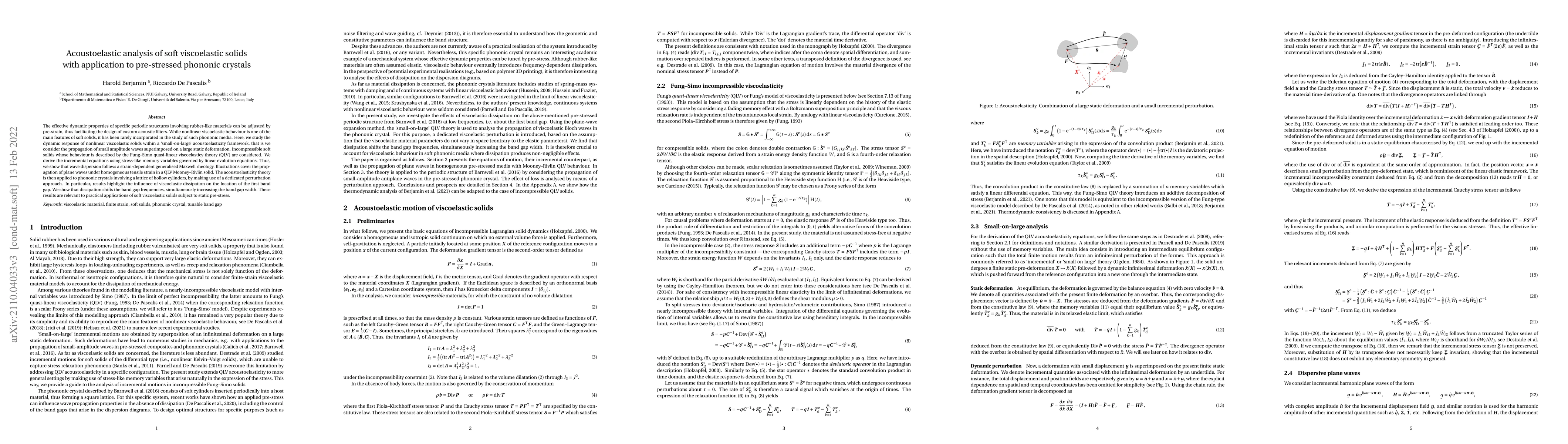 Thumbnail for Acoustoelastic analysis of soft viscoelastic solids with application to
  pre-stressed phononic crystals