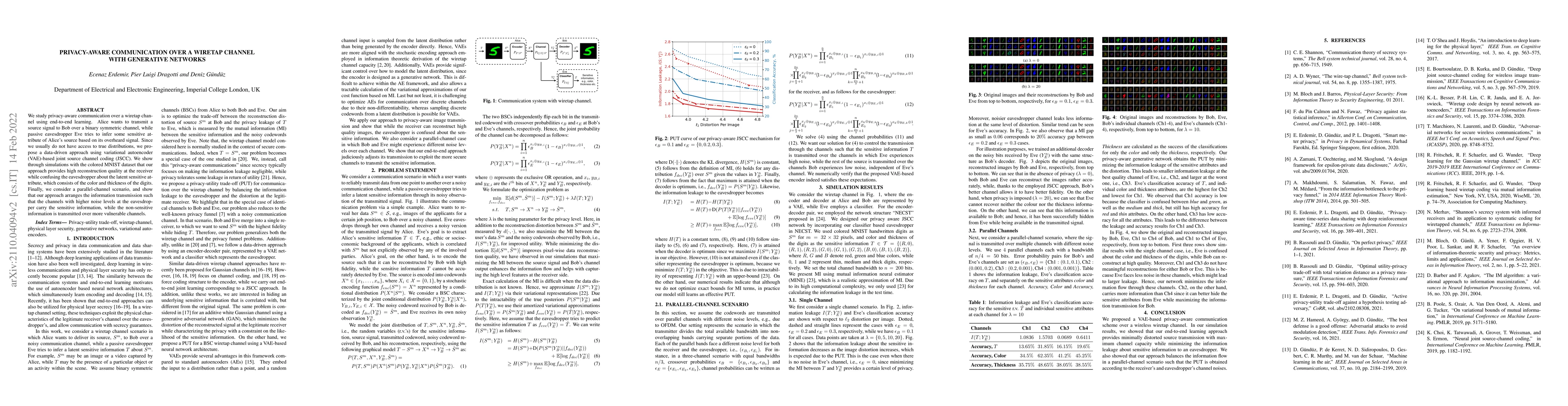 Thumbnail for Privacy-Aware Communication Over a Wiretap Channel with Generative
  Networks