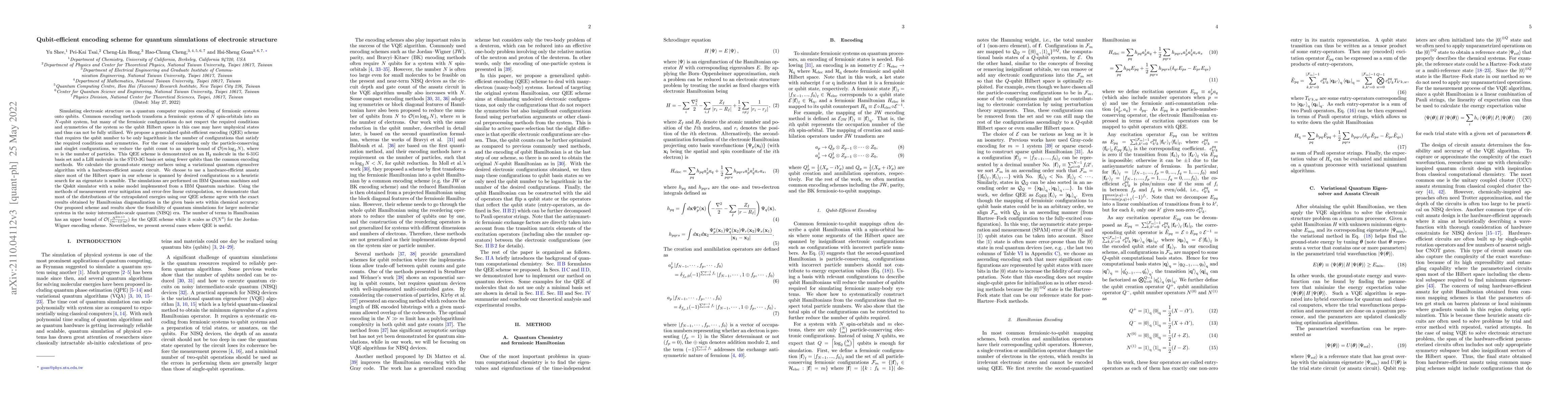 Thumbnail for Qubit-efficient encoding scheme for quantum simulations of electronic
  structure