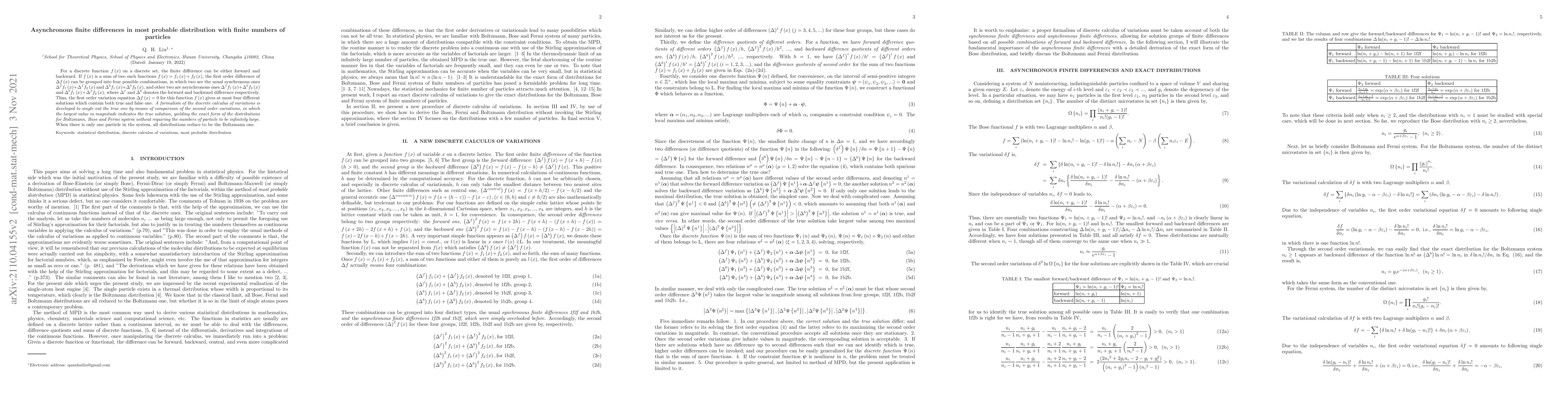 Thumbnail for Asynchronous finite differences in most probable distribution with
  finite numbers of particles