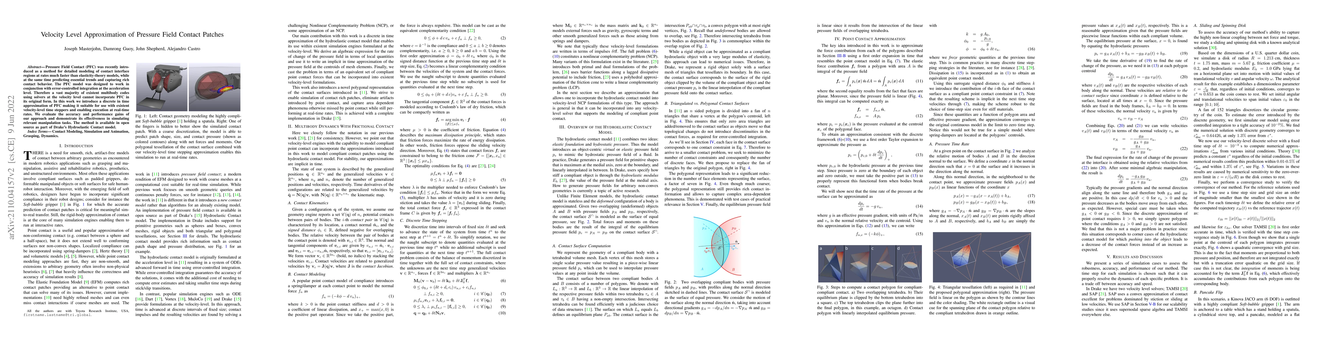 Thumbnail for Velocity Level Approximation of Pressure Field Contact Patches