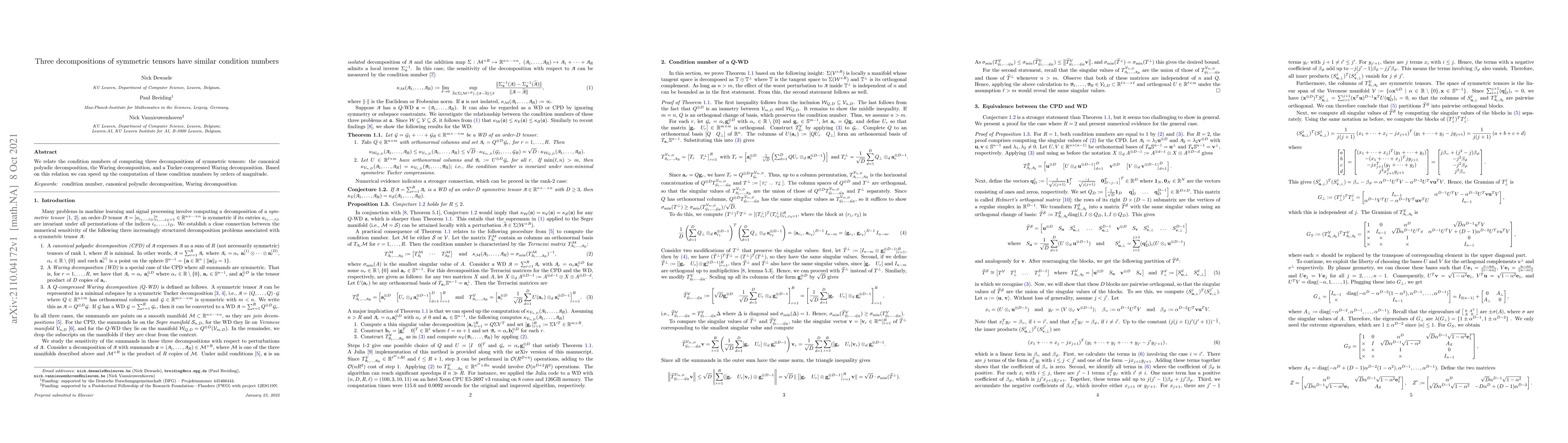 Thumbnail for Three decompositions of symmetric tensors have similar condition numbers