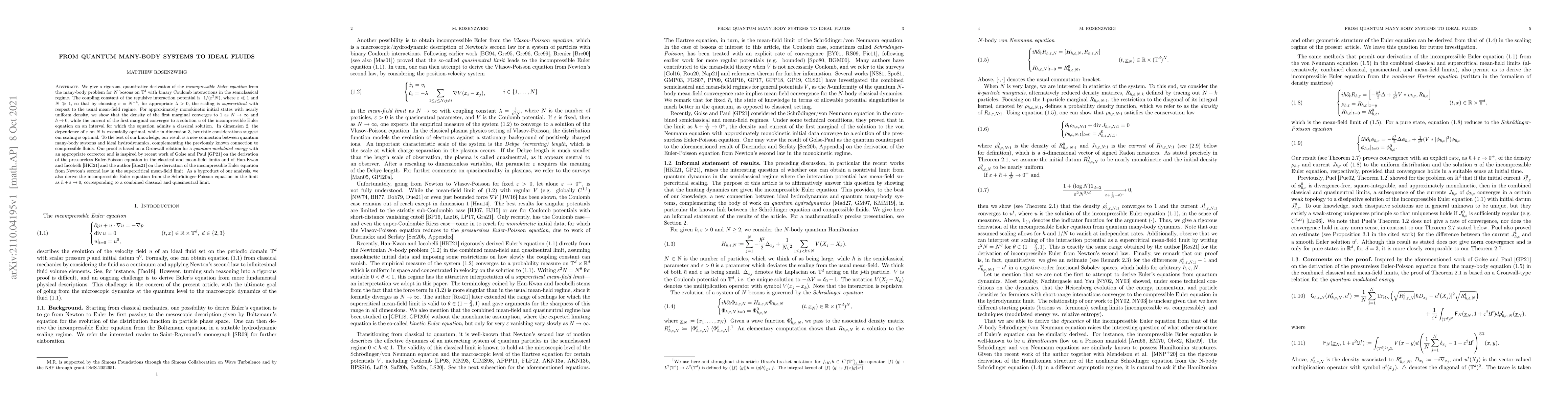Thumbnail for From Quantum Many-Body Systems to Ideal Fluids