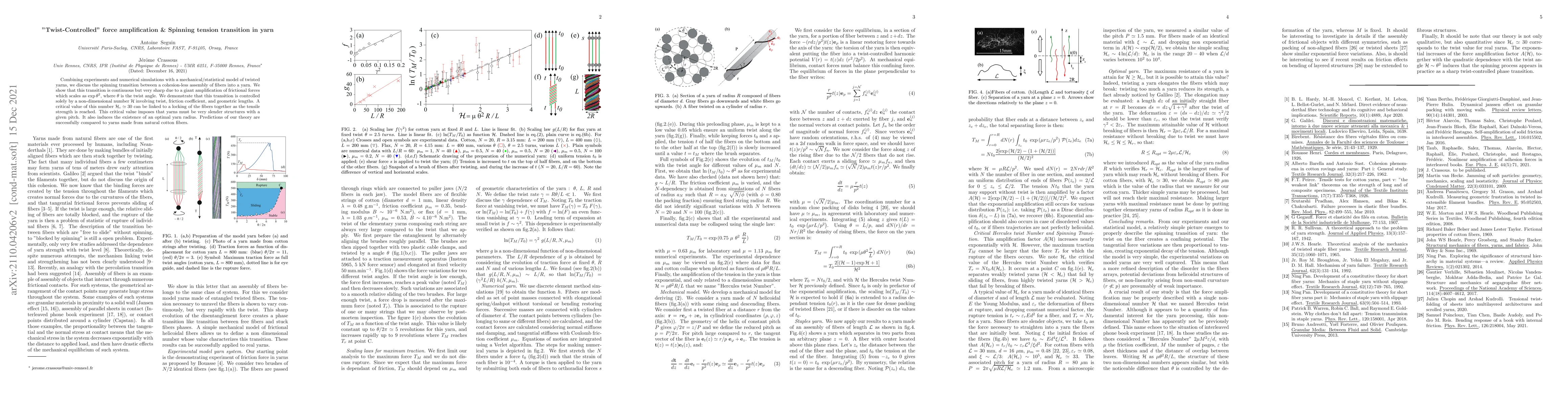 Thumbnail for "Twist-Controlled" force amplification \& Spinning tension transition in
  yarn