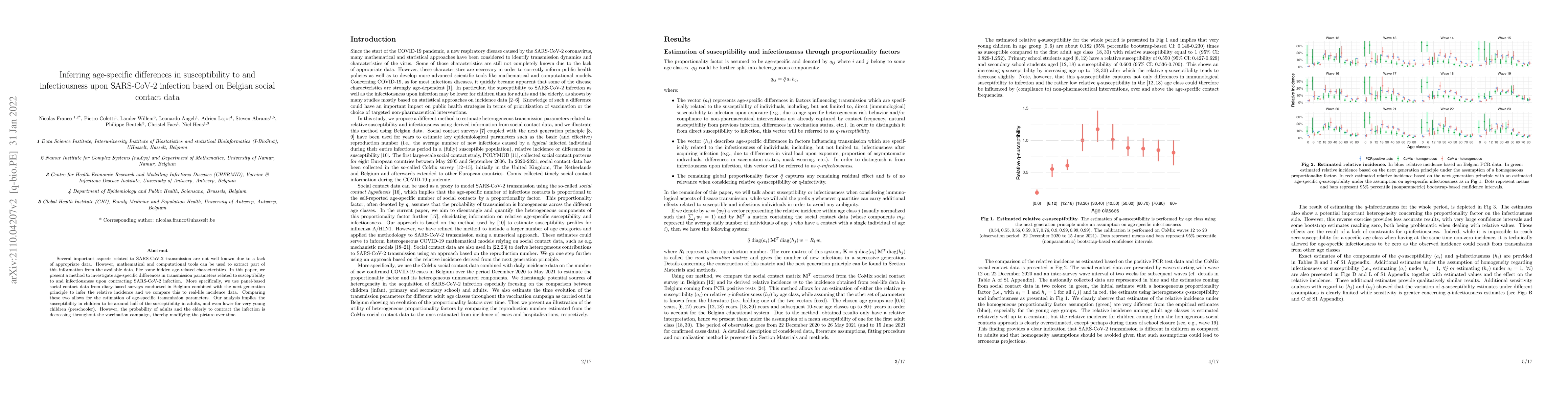 Thumbnail for Inferring age-specific differences in susceptibility to and
  infectiousness upon SARS-CoV-2 infection based on Belgian social contact data