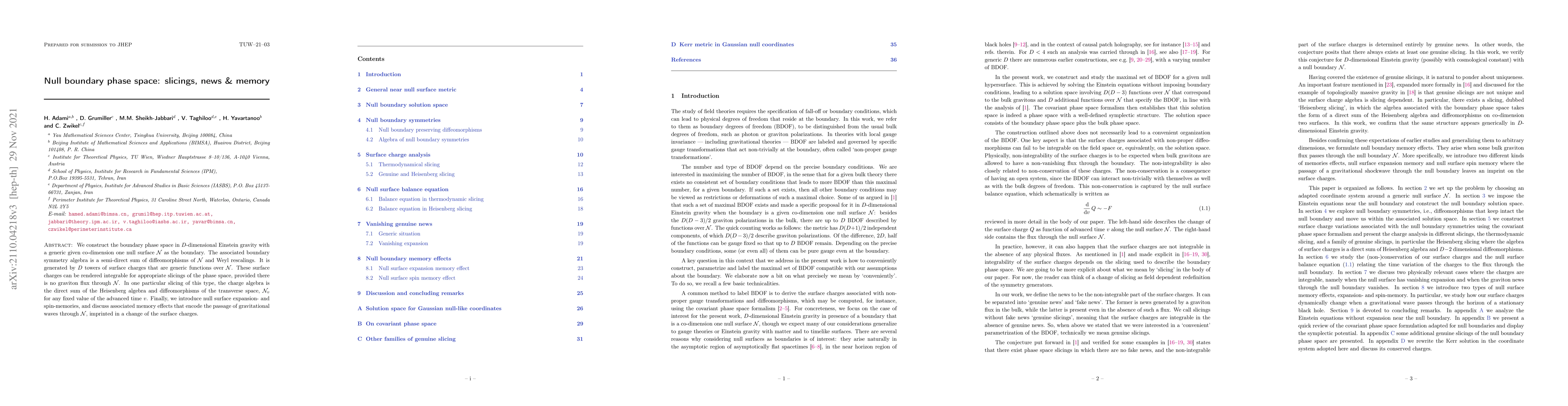 Thumbnail for Null boundary phase space: slicings, news and memory