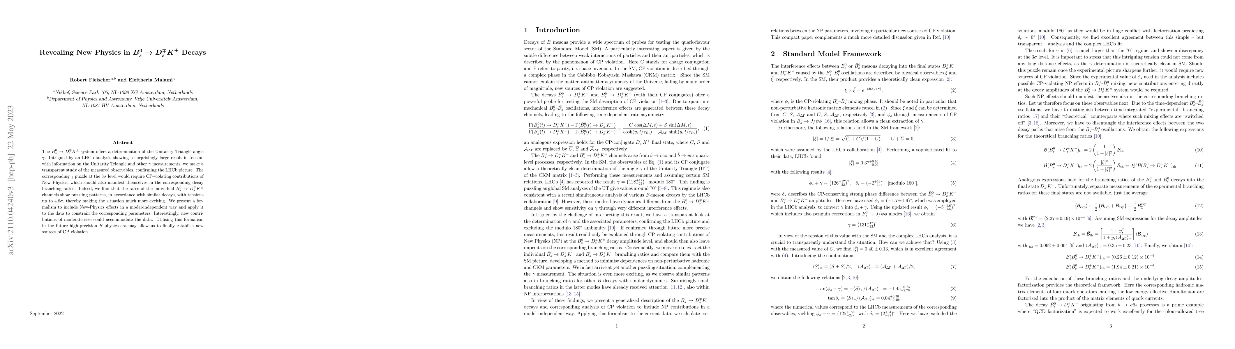 Thumbnail for Revealing New Physics in $B^0_s\to D_s^\mp K^\pm$ Decays