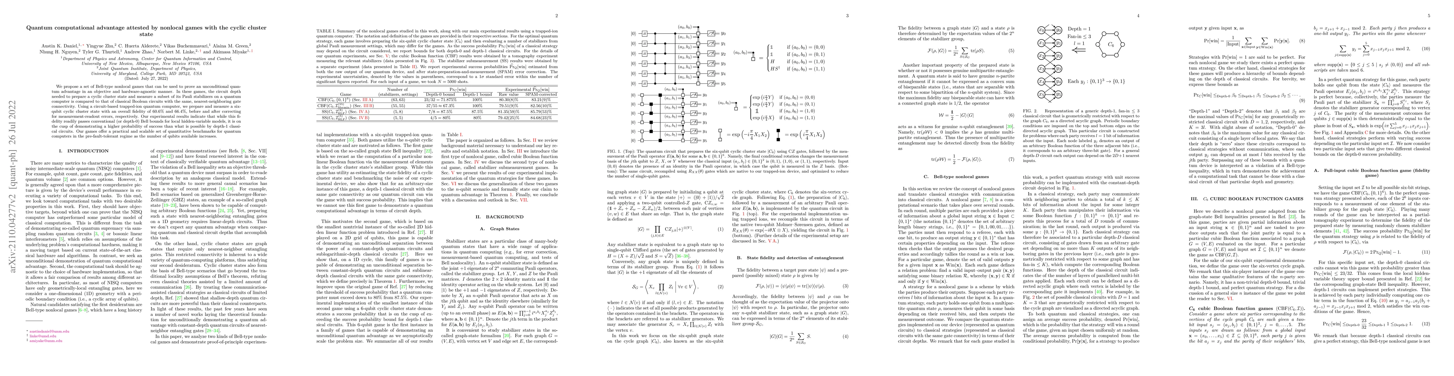 Thumbnail for Quantum computational advantage attested by nonlocal games with the
  cyclic cluster state