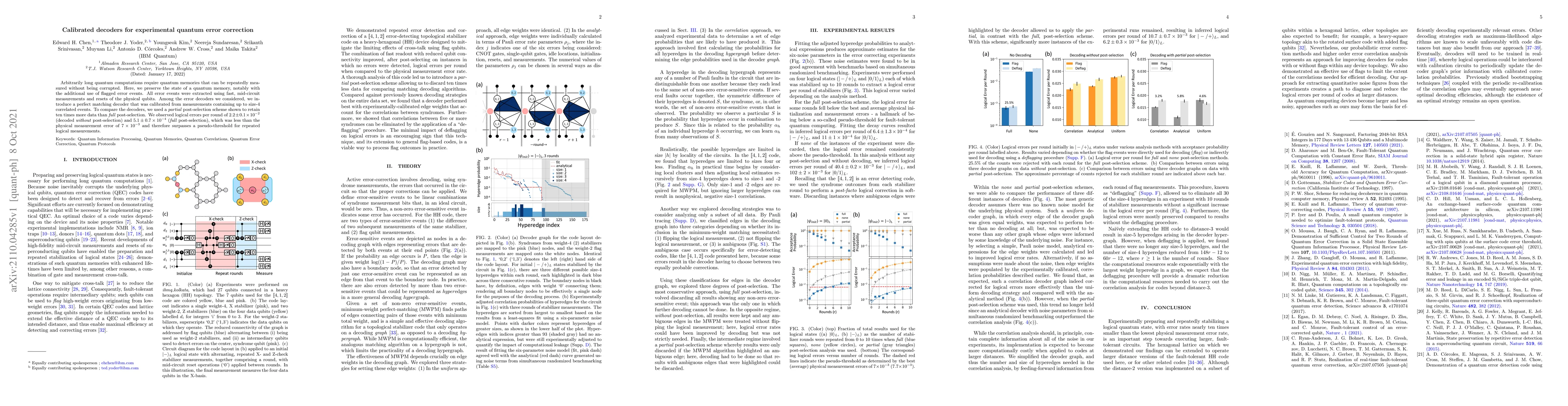Thumbnail for Calibrated decoders for experimental quantum error correction