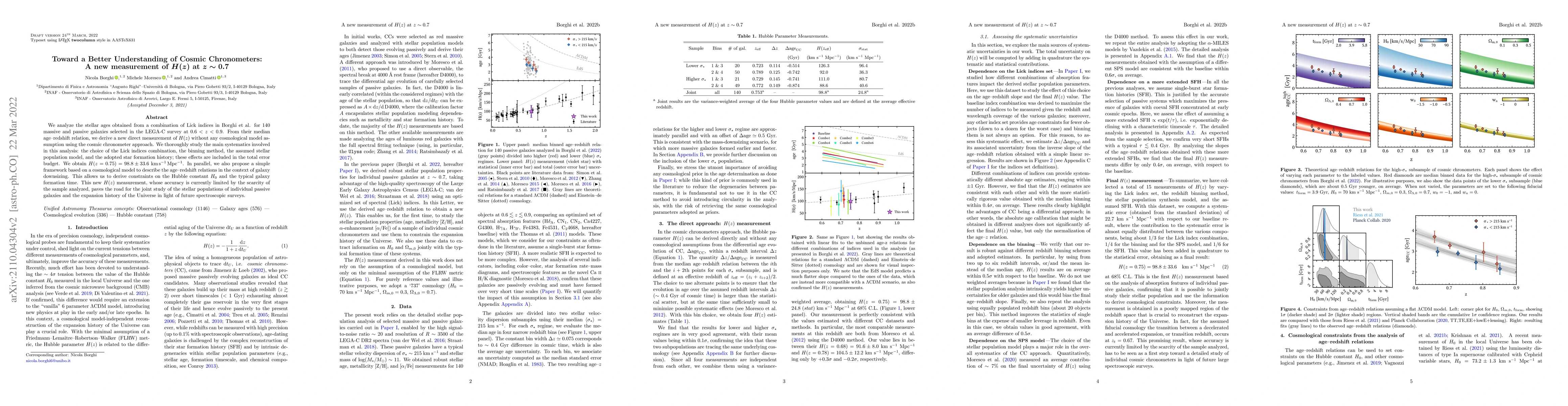 Thumbnail for Toward a Better Understanding of Cosmic Chronometers: A new measurement
  of H(z) at z~0.7