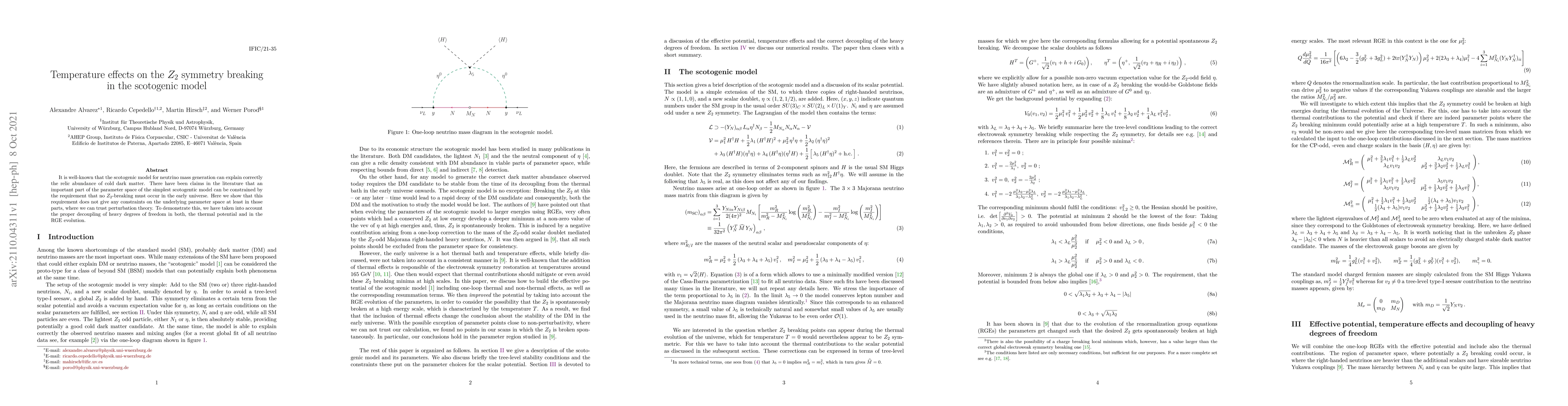 Thumbnail for Temperature effects on the $Z_2$ symmetry breaking in the scotogenic
  model