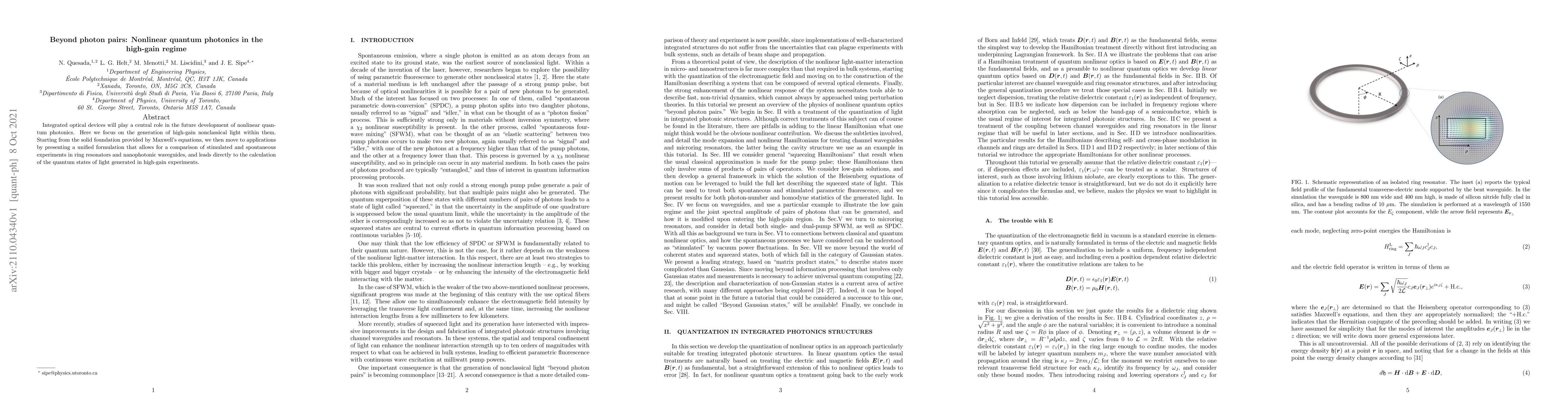 Thumbnail for Beyond photon pairs: Nonlinear quantum photonics in the high-gain regime