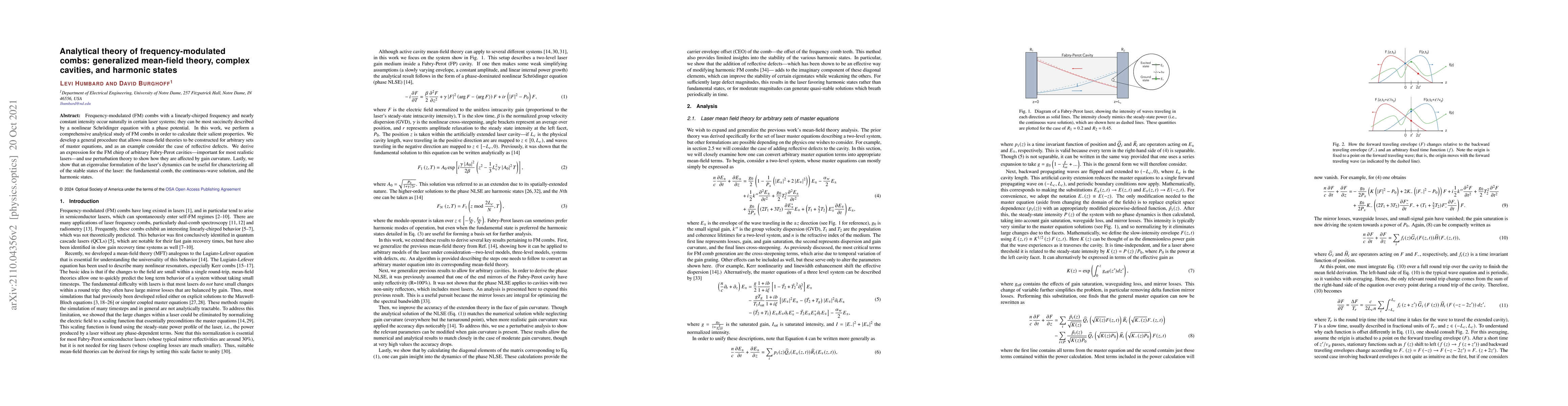 Thumbnail for Analytical theory of frequency-modulated combs: generalized mean-field
  theory, complex cavities, and harmonic states