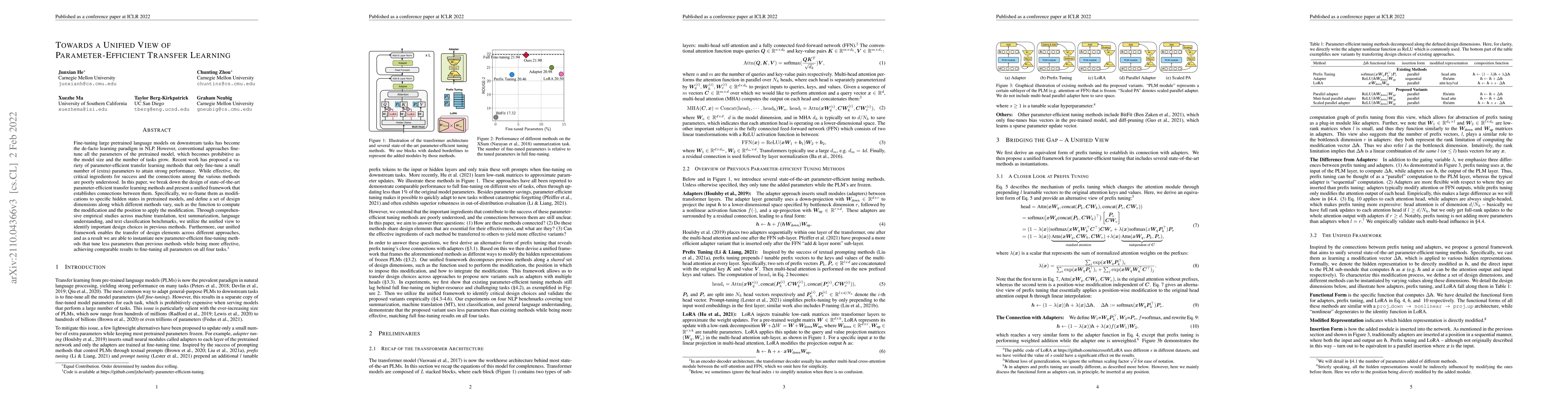 Thumbnail for Towards a Unified View of Parameter-Efficient Transfer Learning
