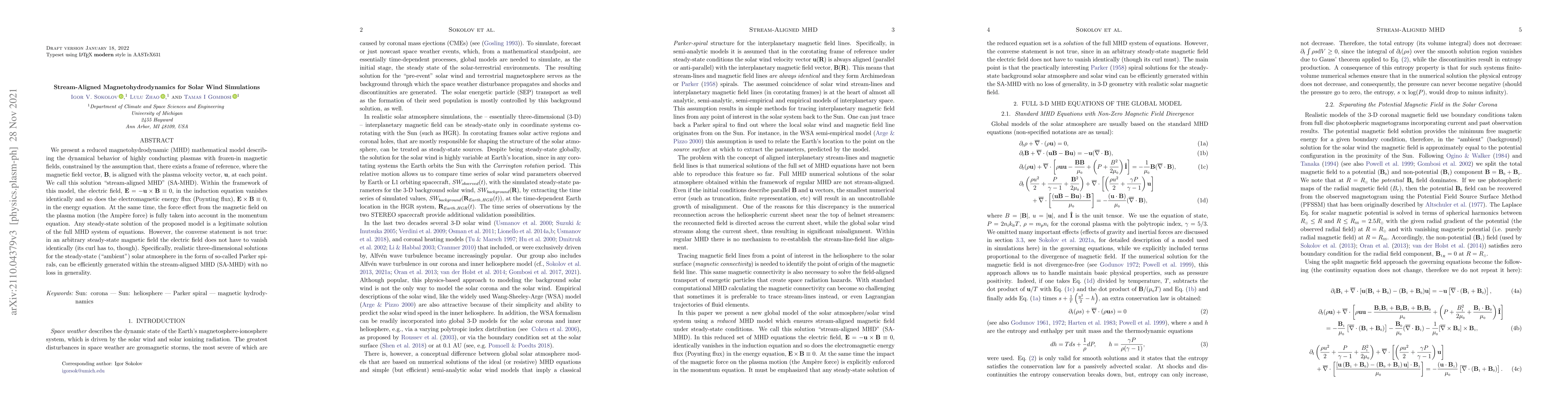 Thumbnail for Stream-Aligned Magnetohydrodynamics for Solar Wind Simulations