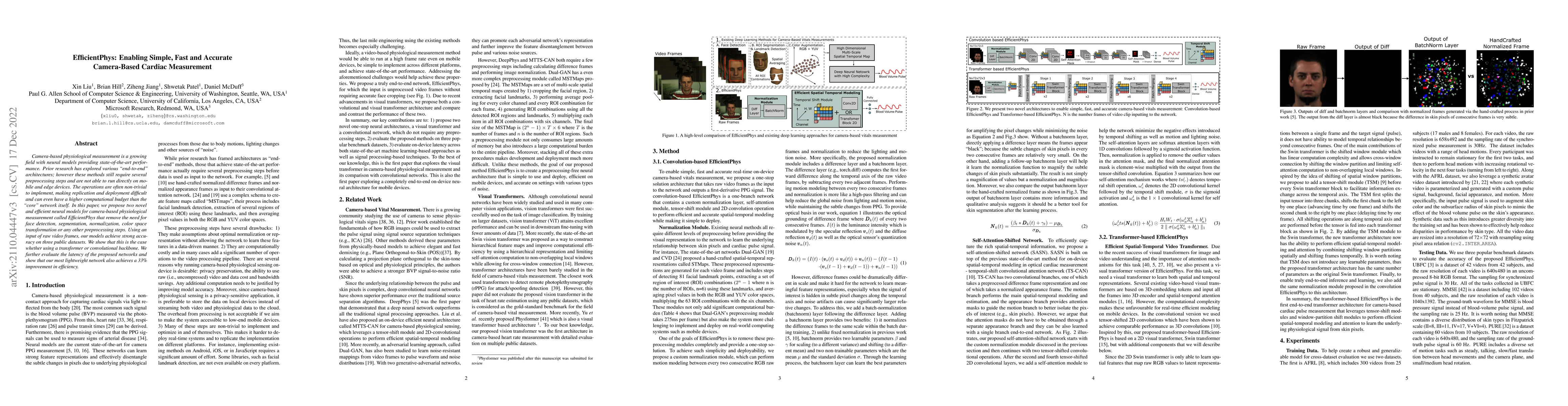Thumbnail for EfficientPhys: Enabling Simple, Fast and Accurate Camera-Based Vitals
  Measurement