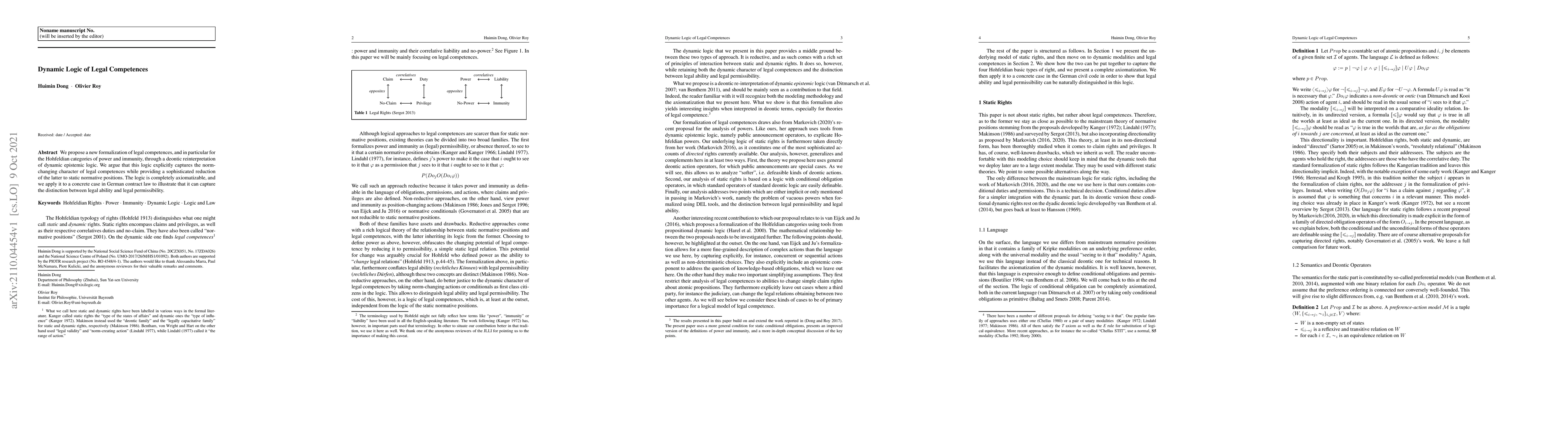 Thumbnail for Dynamic Logic of Legal Competences