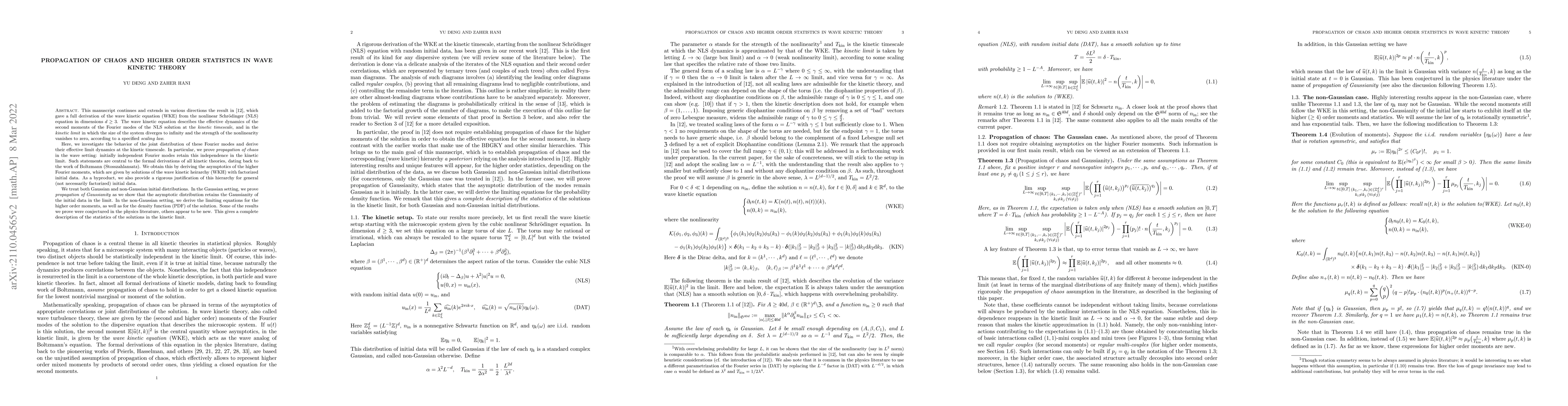 Thumbnail for Propagation of chaos and the higher order statistics in the wave kinetic
  theory