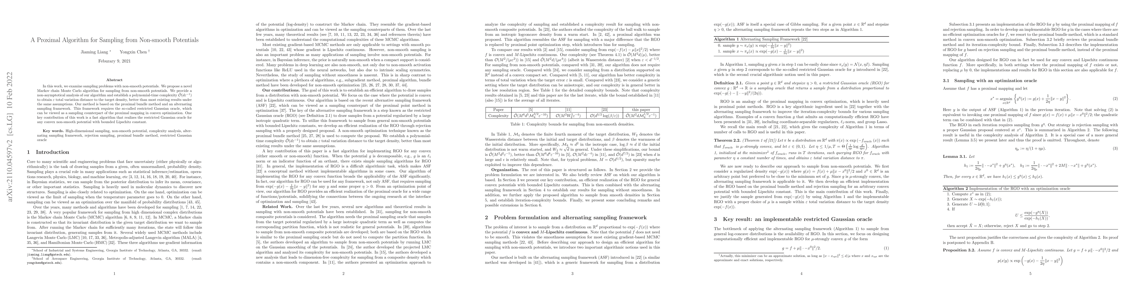Thumbnail for A Proximal Algorithm for Sampling from Non-smooth Potentials