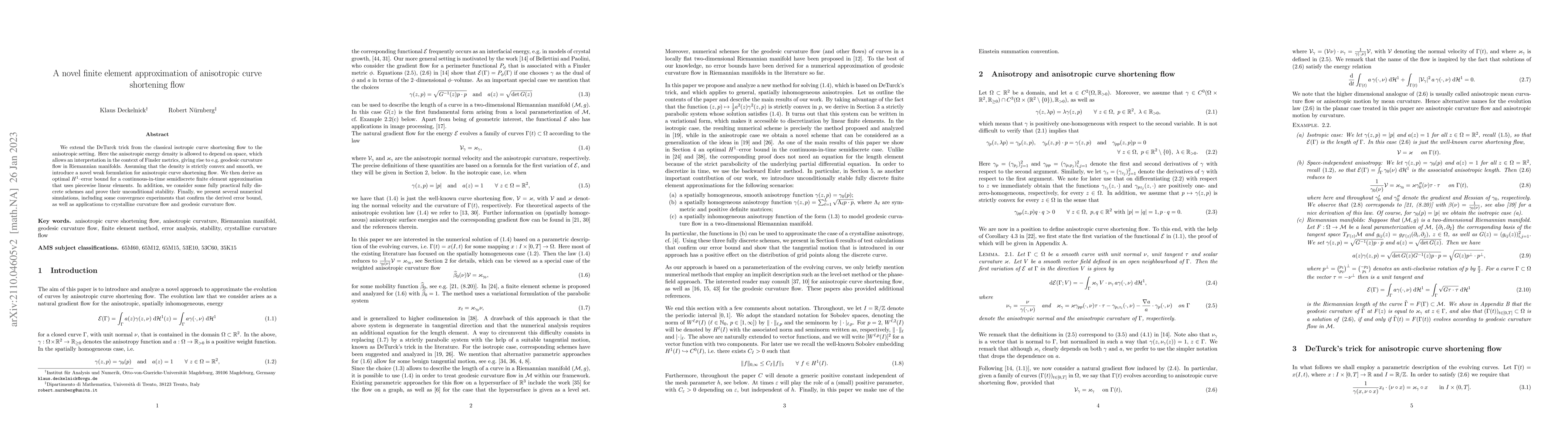 Thumbnail for A novel finite element approximation of anisotropic curve shortening
  flow