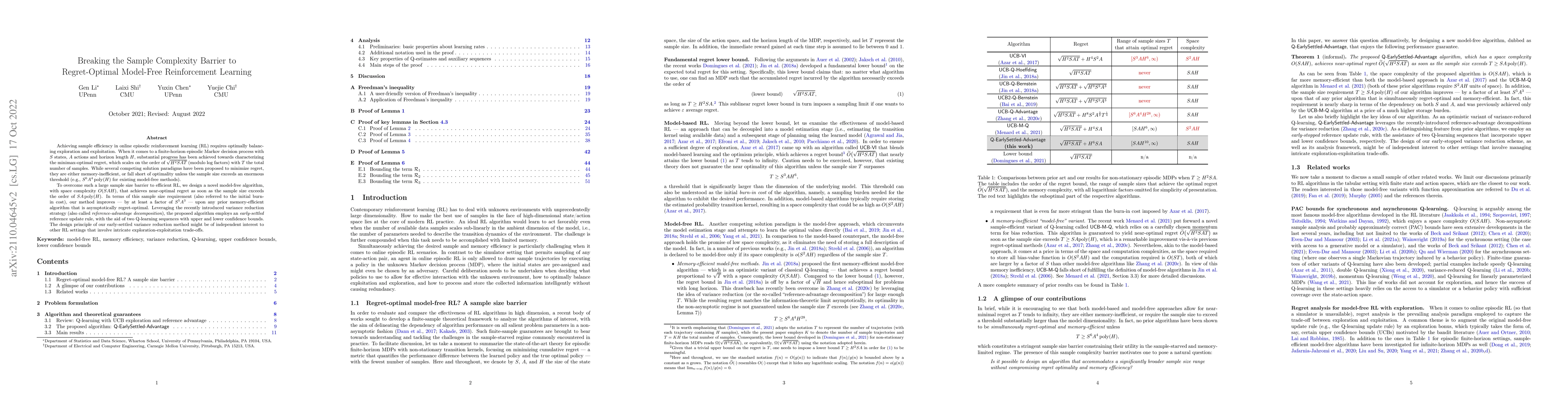 Thumbnail for Breaking the Sample Complexity Barrier to Regret-Optimal Model-Free
  Reinforcement Learning