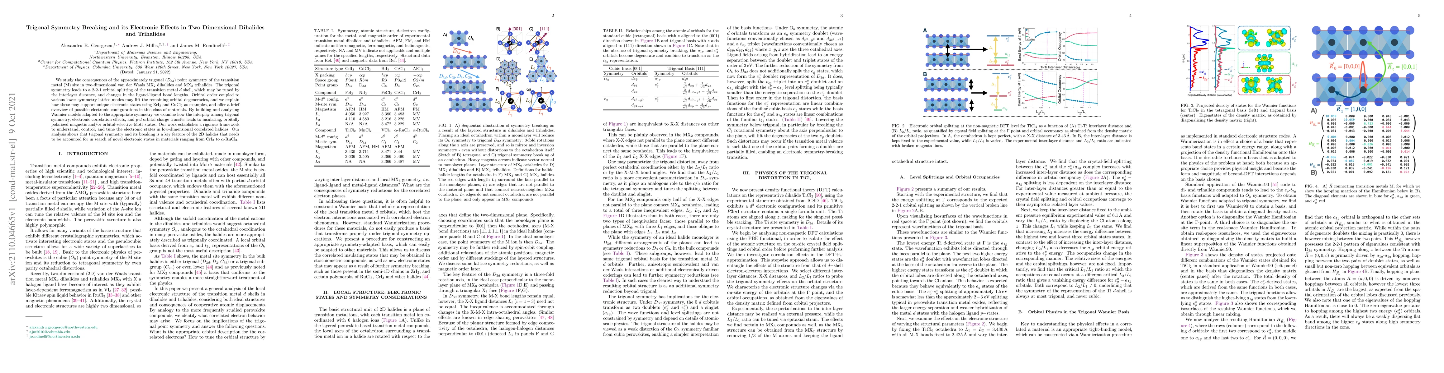 Thumbnail for Trigonal Symmetry Breaking and its Electronic Effects in Two-Dimensional
  Dihalides and Trihalides