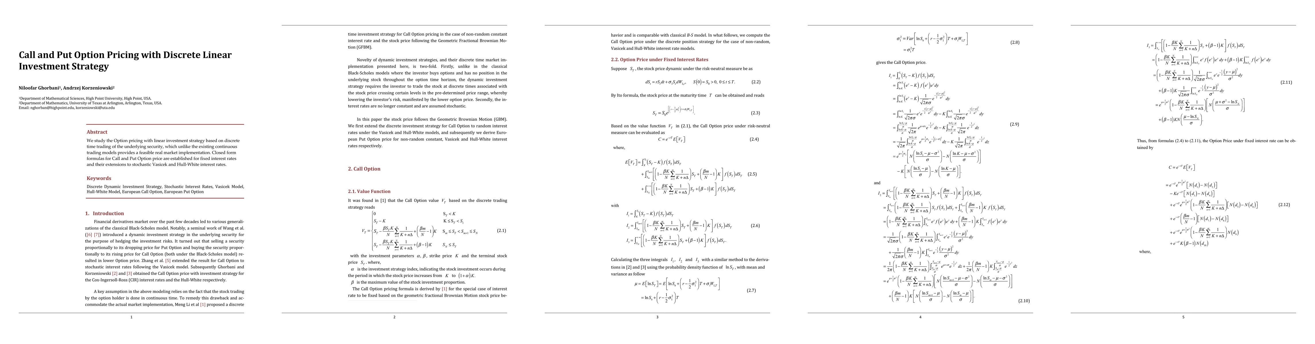 Thumbnail for Call and Put Option Pricing with Discrete Linear Investment Strategy