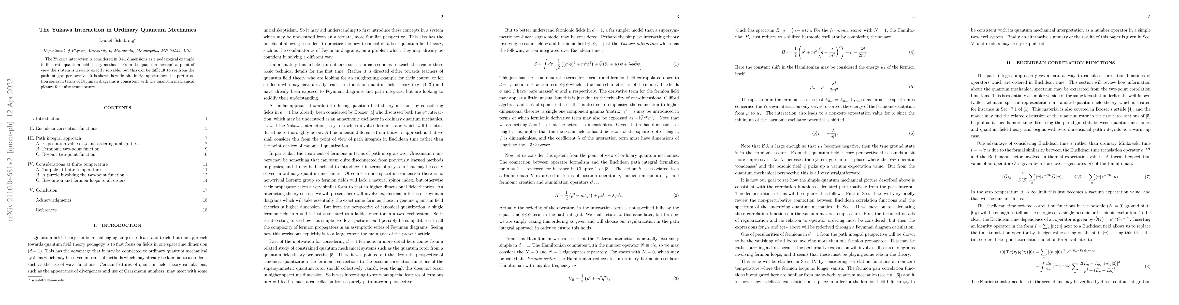 Thumbnail for The Yukawa interaction in ordinary quantum mechanics