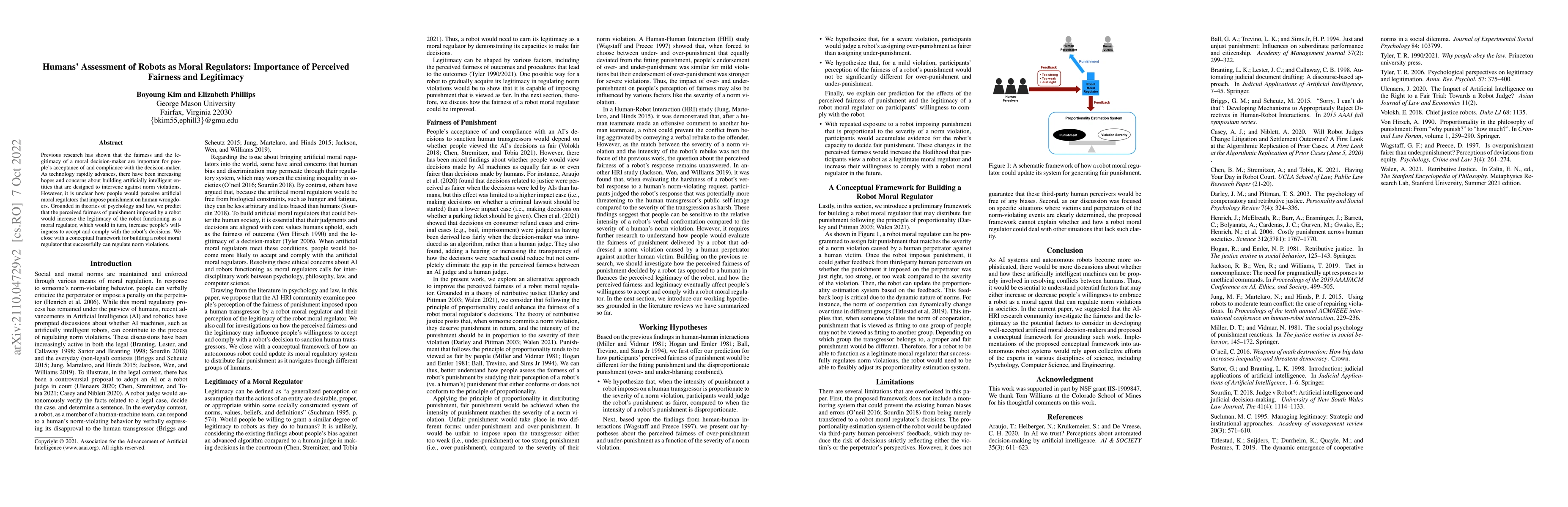 Thumbnail for Humans' Assessment of Robots as Moral Regulators: Importance of
  Perceived Fairness and Legitimacy